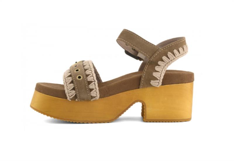 SANDALIA HIGH HEEL WOOD CLOG BUCKLE