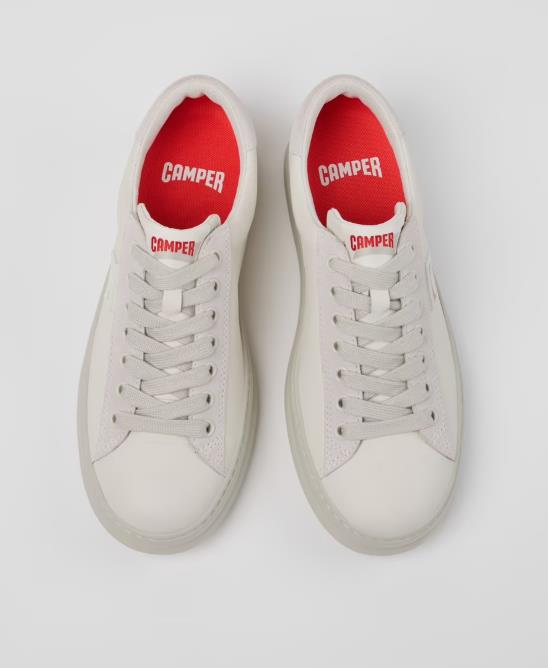 Sneakers CAMPER de piel y nobuK WHITE para mujer.