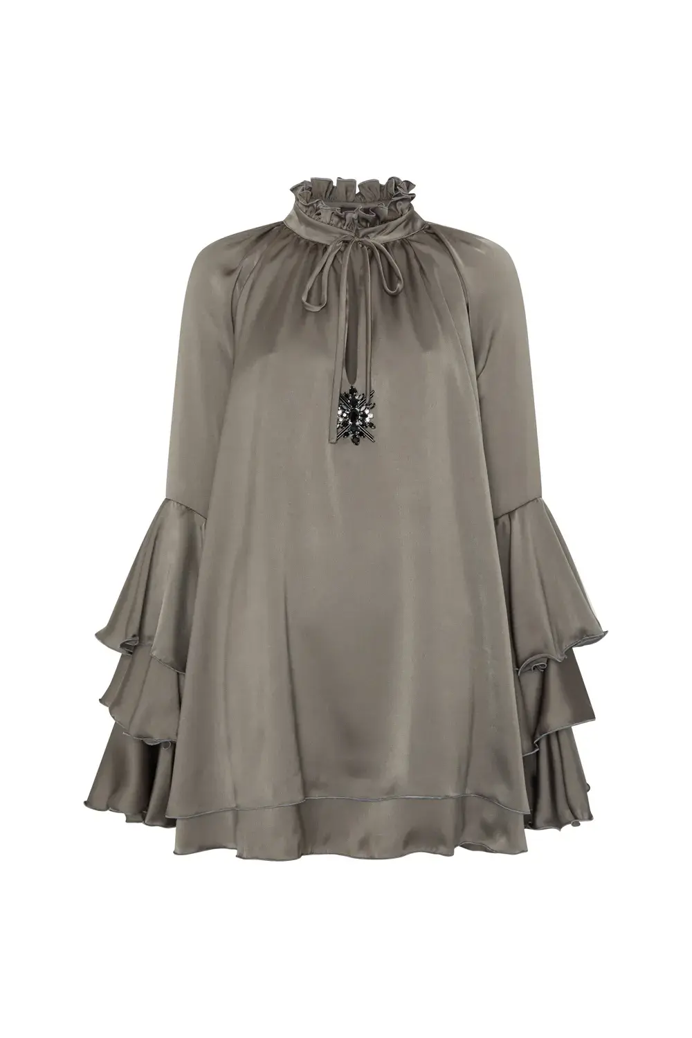 TETE BY ODETTE VESTIDO VOLANTES PLATA