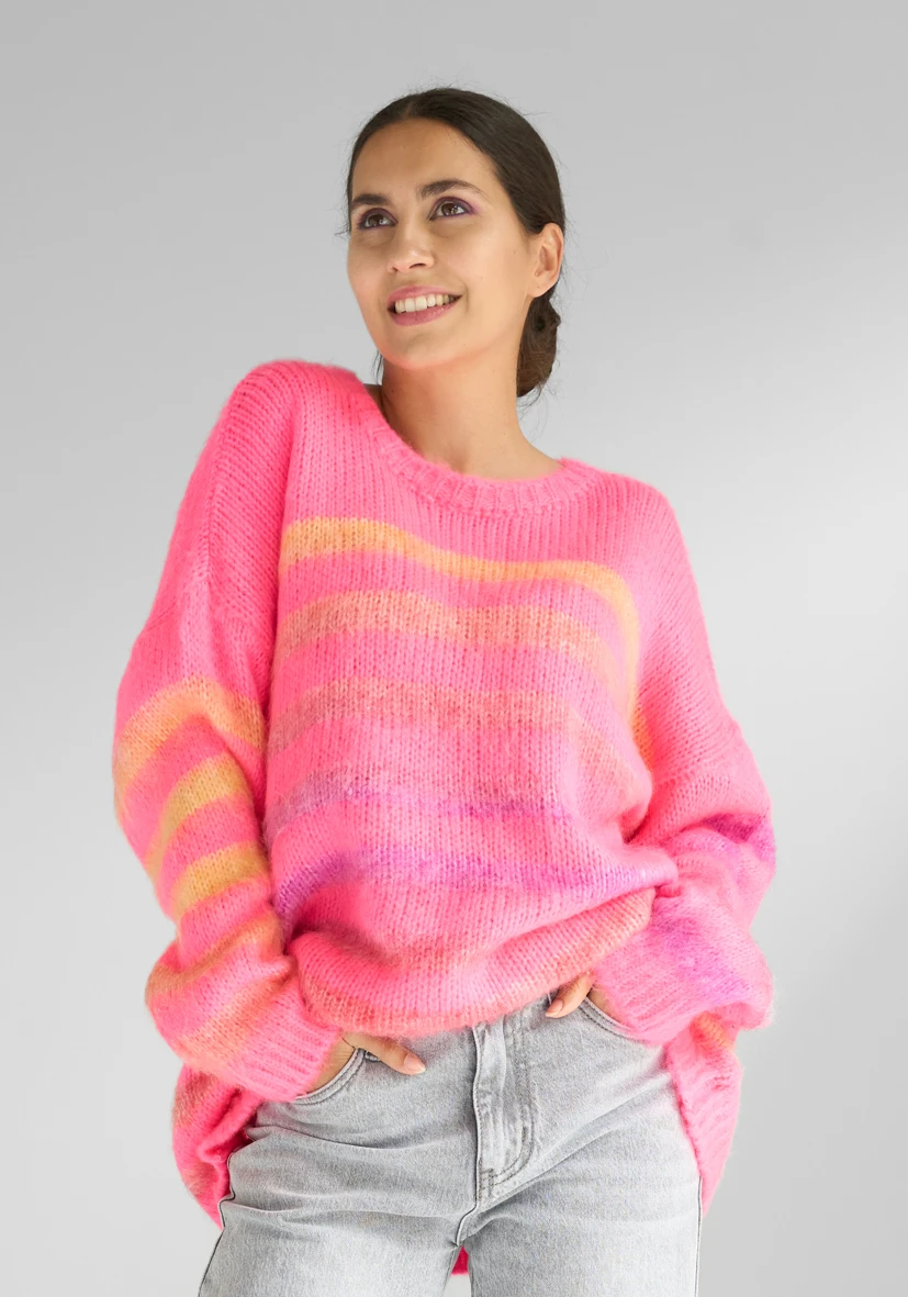 SUDADERA MULTICOLOR RAYAS PINK