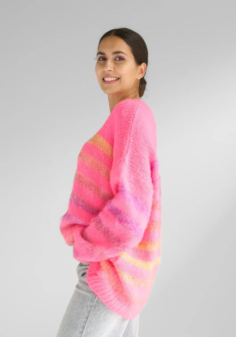 SUDADERA MULTICOLOR RAYAS PINK