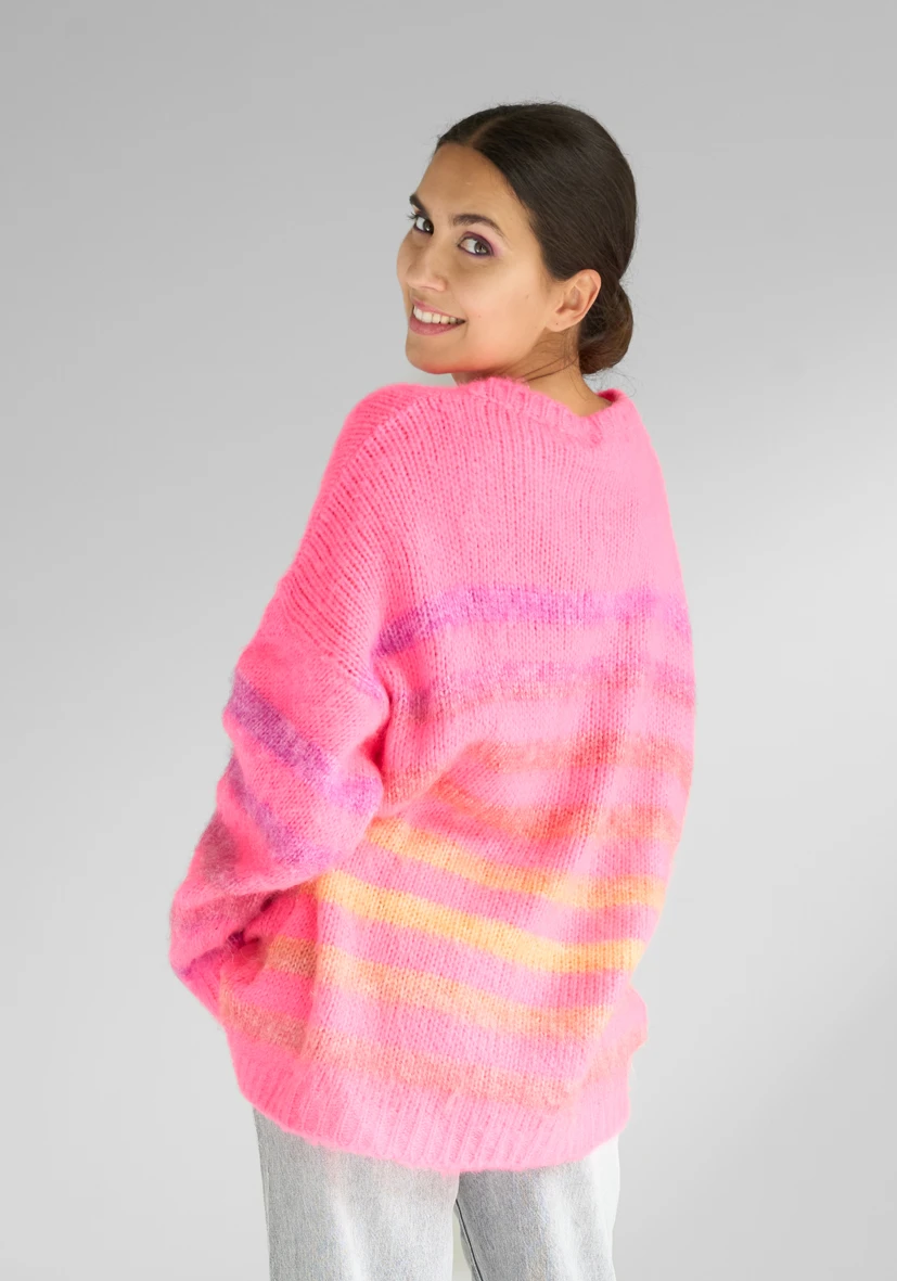 SUDADERA MULTICOLOR RAYAS PINK