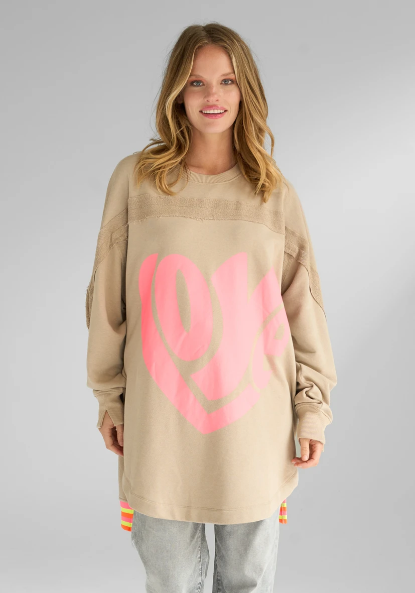 Sudadera Cuello redondo largo Love – arena