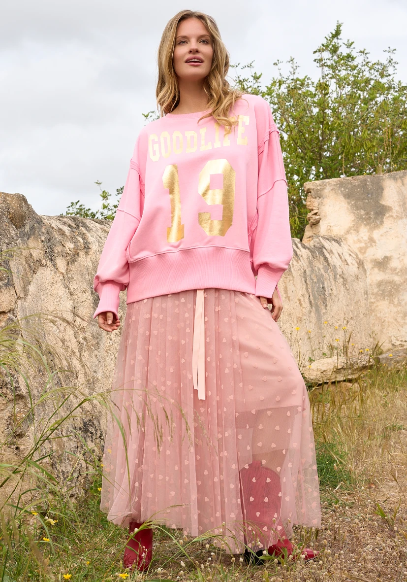 Sudadera Cuello redondo ancho Goodlife – rosa