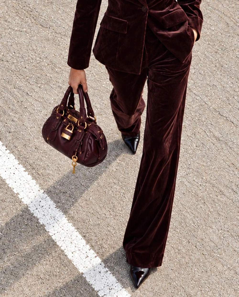 CHOCOLATE VELVET PANTS BY FETICHE SUANCES