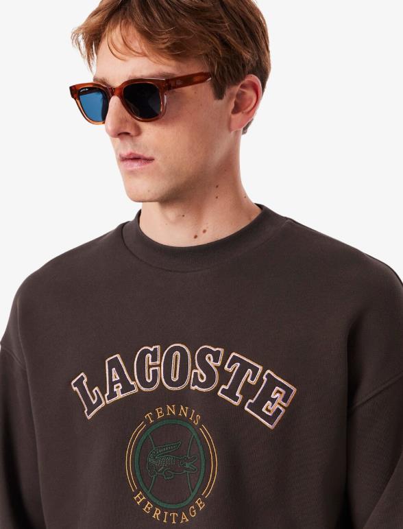 Sudadera LACOSTE de felpa con bordado Heritage