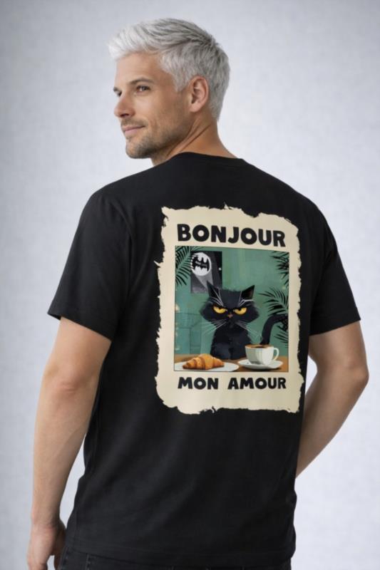 Camiseta de hombre LaSaL BONJOUR NEGRO