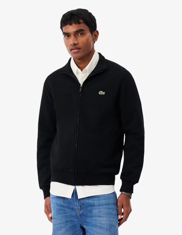 Sudadera con cremallera de felpa de algodón BLACK