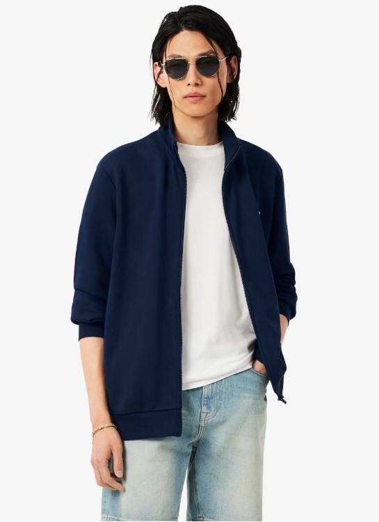 Sudadera con cremallera de felpa de algodón marino