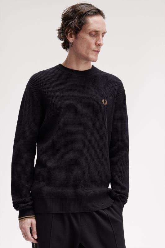 Jersey FRED PERRY de punto gofrado BLACK