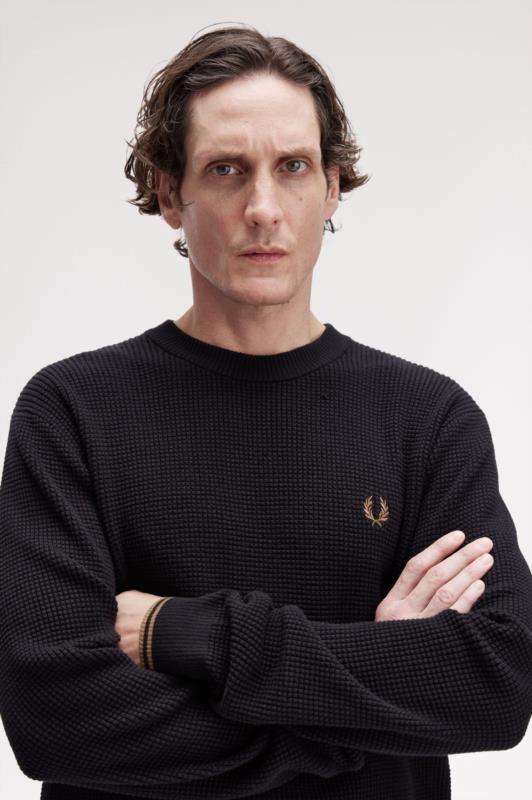 Jersey FRED PERRY de punto gofrado BLACK