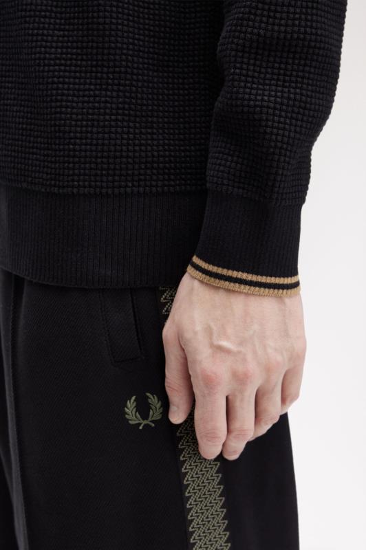 Jersey FRED PERRY de punto gofrado BLACK