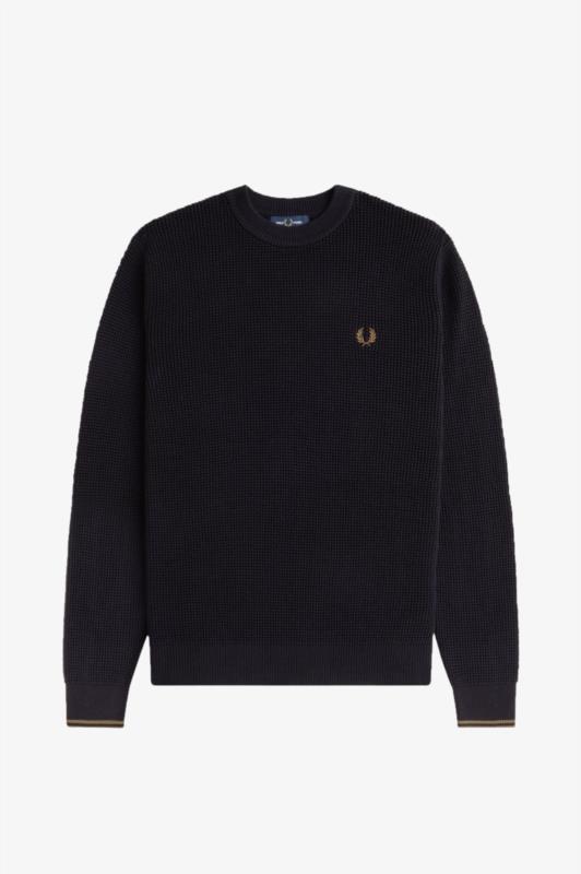 Jersey FRED PERRY de punto gofrado BLACK