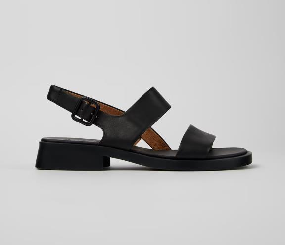 Sandalias CAMPER DANA de piel negra para mujer.