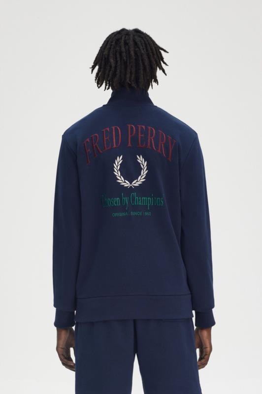 Fred Perry Hombre Jersey De Punto Gofrado Con Media Cremallera