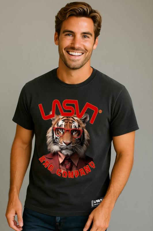 Camiseta de hombre LaSaL BAD TIGER negro desgastado