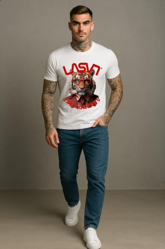 Camiseta de hombre LaSaL BAD TIGER blanco