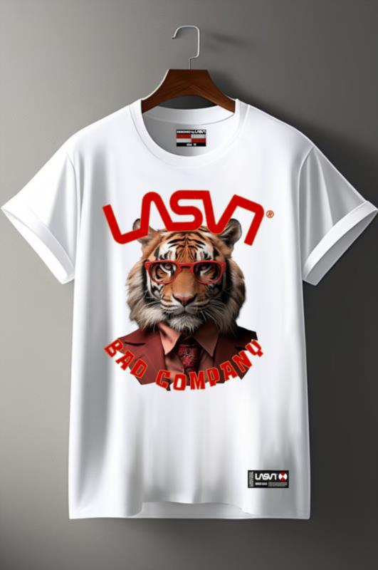 Camiseta de hombre LaSaL BAD TIGER blanco