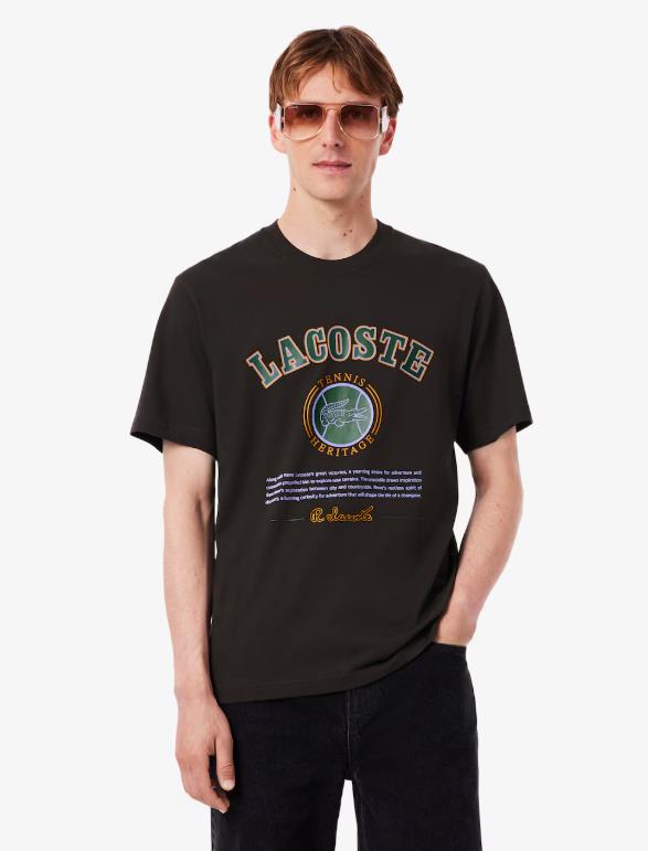 Camiseta LACOSTE de algodón estampada Marron