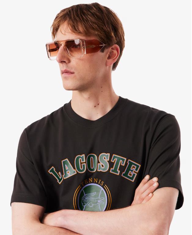 Camiseta LACOSTE de algodón estampada Marron