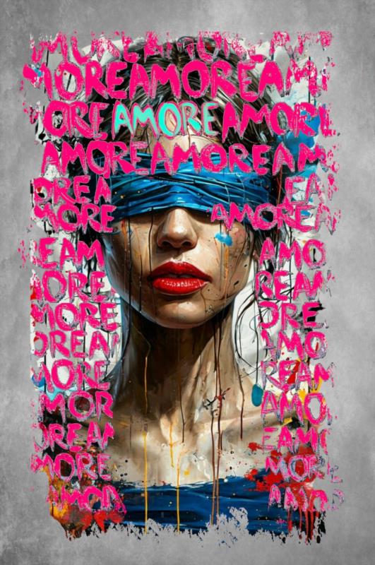 Camiseta de mujer LaSaL AMORE negro desgastado