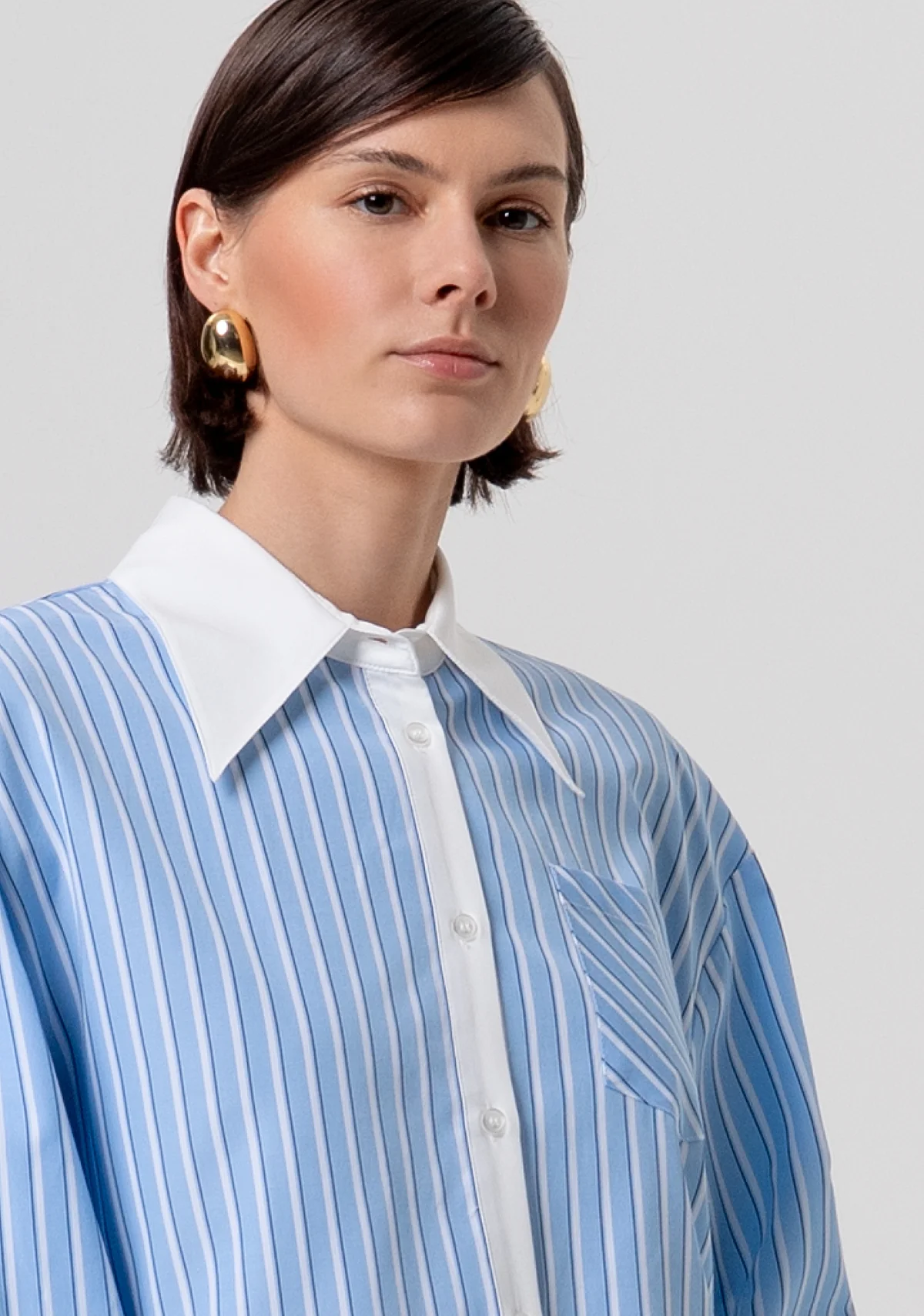 Camisa Fracomina STRIPED WHITELIGHTBLUE