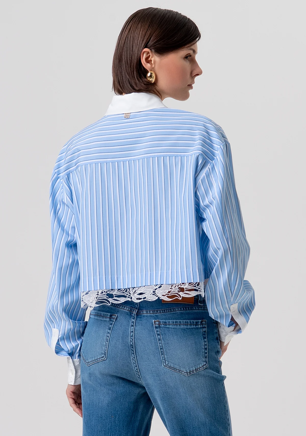 Camisa Fracomina STRIPED WHITELIGHTBLUE