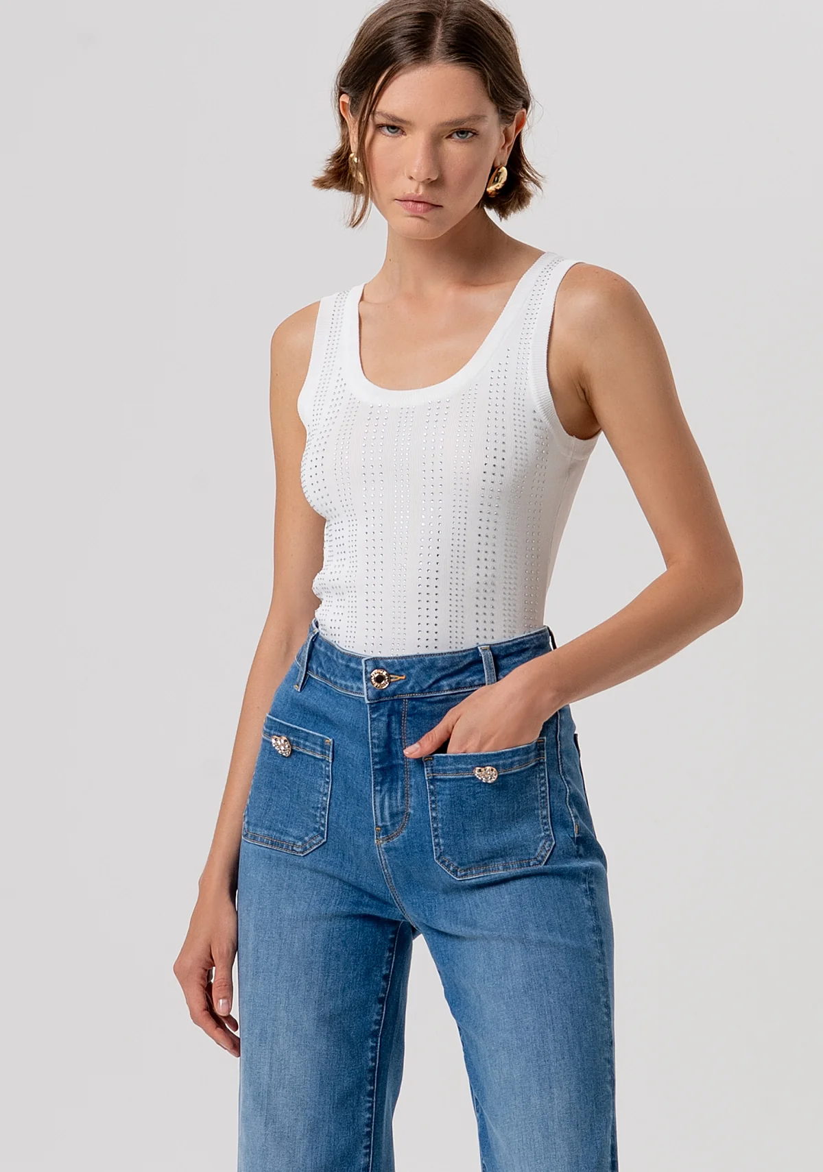 DENIM REGULAR 4 POCKETS PANTS STONEBLEACHED