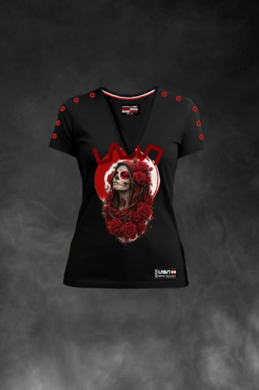 Camiseta de mujer LaSaL FLOWERS negro