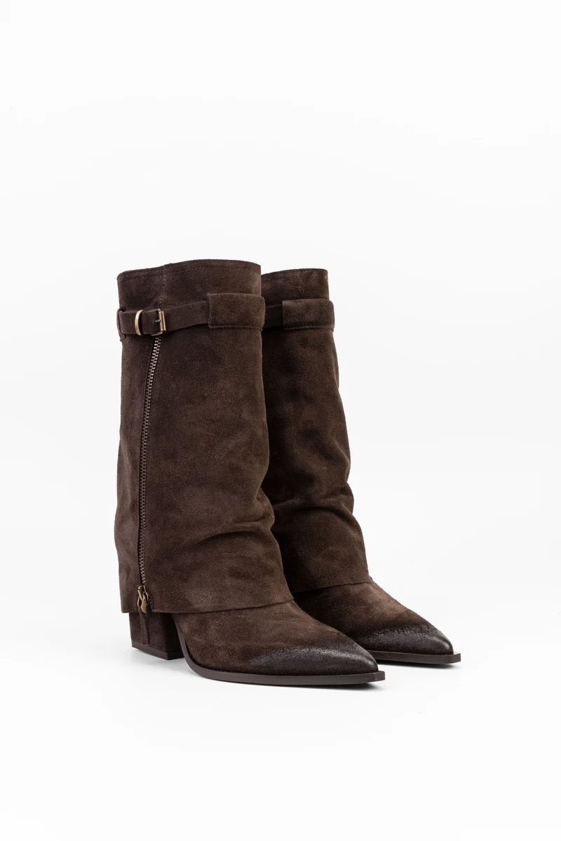 BOTIN STIVALETTO CAMOSCIO CASTAGNA