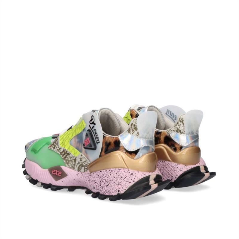 DEPORTIVA PARA MUJER EXE SNEAKER LEATHER GREEN PINK
