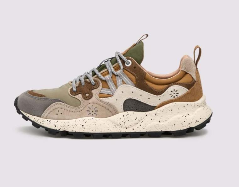 YAMANO 3 MAN Suede and technical fabric sneakers - Dark grey