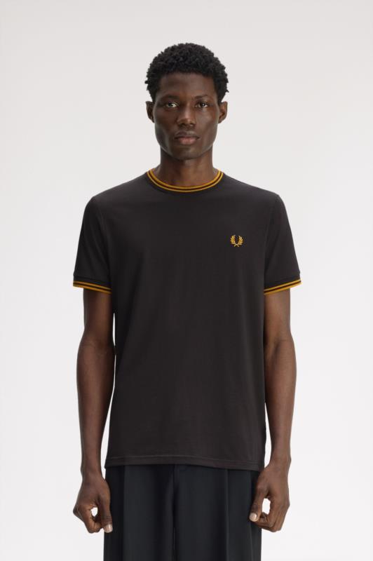 Camiseta con el ribete con dos franjas GRIS