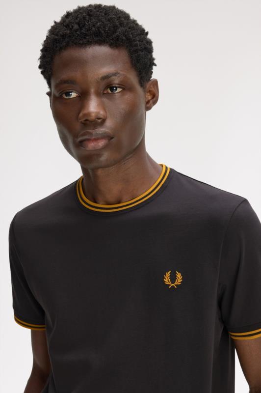 Camiseta con el ribete con dos franjas GRIS