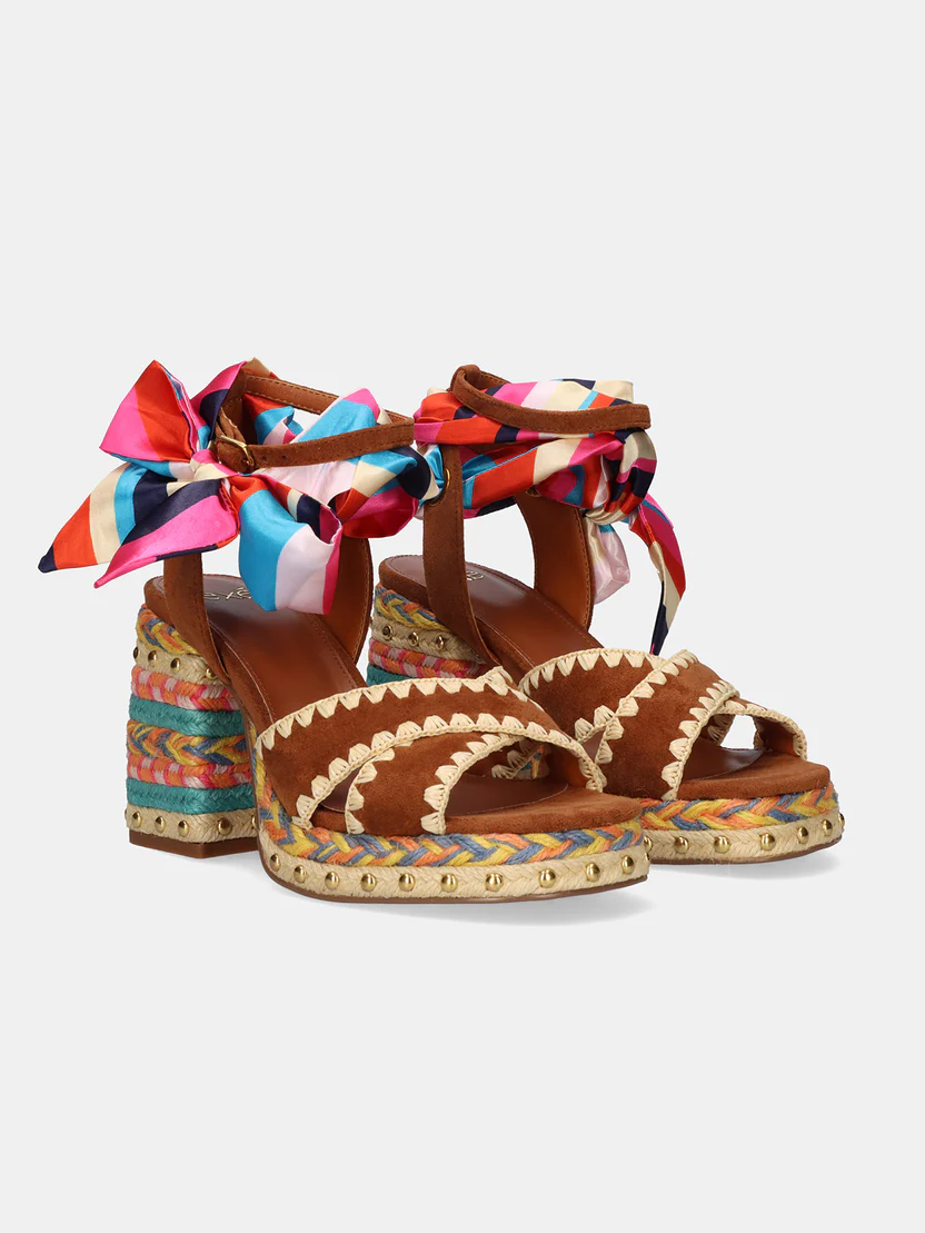 SANDALIA HAVANA-448 CUERDA MARRÓN MULTICOLOR