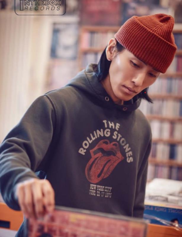 SUDADERA FELPA HOODIE ROLLING STONES CLASSIC LOGO NERO