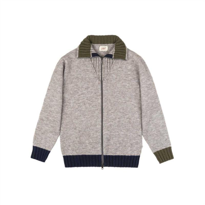 JERSEY BOB MAGLIERIA COLLO ALTO CON ZIP GREY