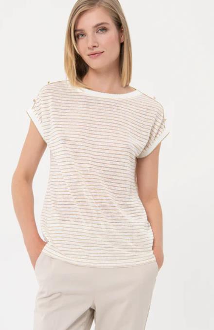 Top regular fit made in cotton and linen with lurex