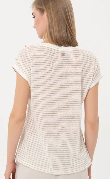 Top regular fit made in cotton and linen with lurex