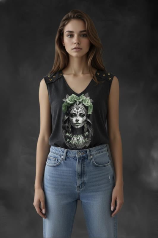 Camiseta de mujer LaSaL WELCOME gris oscuro
