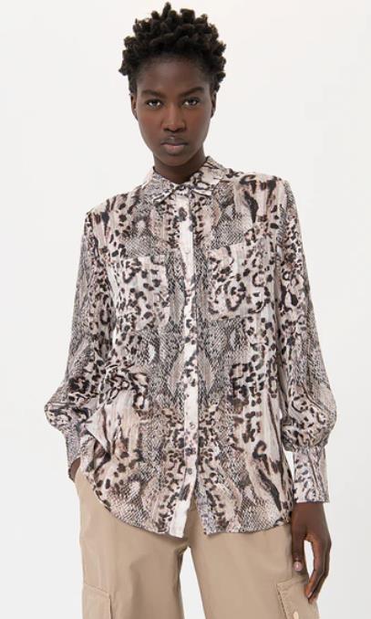 Shirt regular FRACOMINA fit made in georgette with animalier pattern