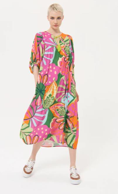 A-shape dress FRACOMINA with tropical pattern