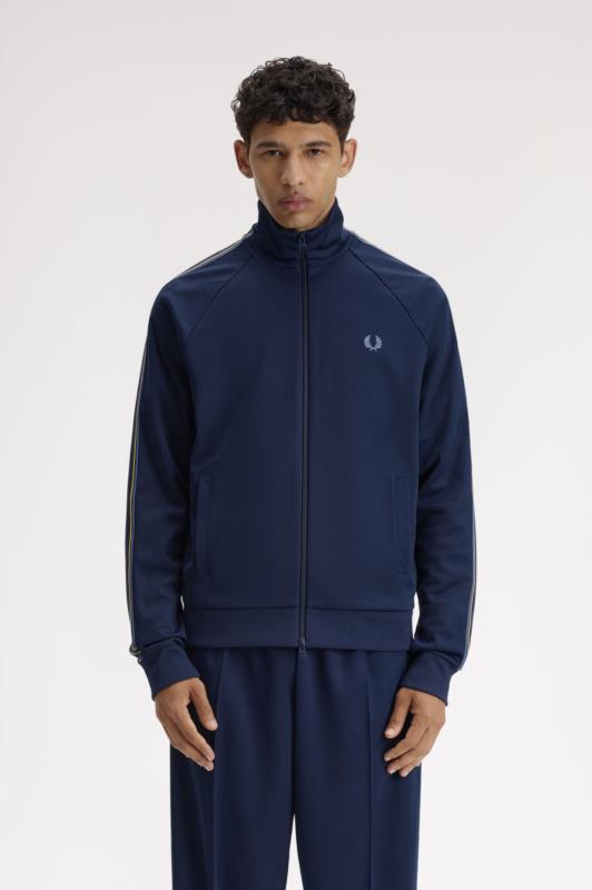 Chaqueta de chándal con cinta deportiva con franjas paralelas AZUL