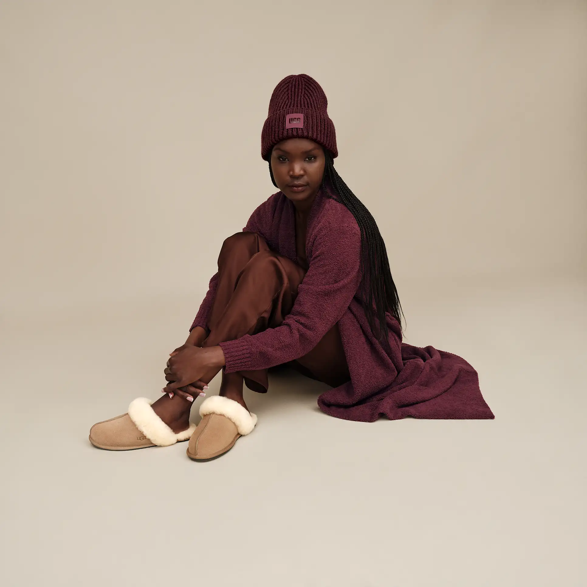 Mujer Gorro de canalé grueso wild grape