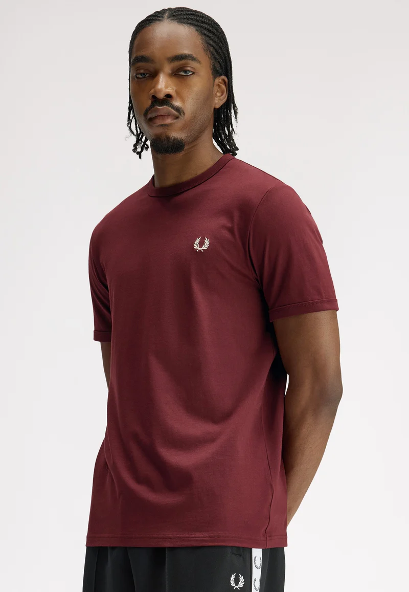 Camiseta para hombre FRED PERRY de cuello redondo BURDEOS