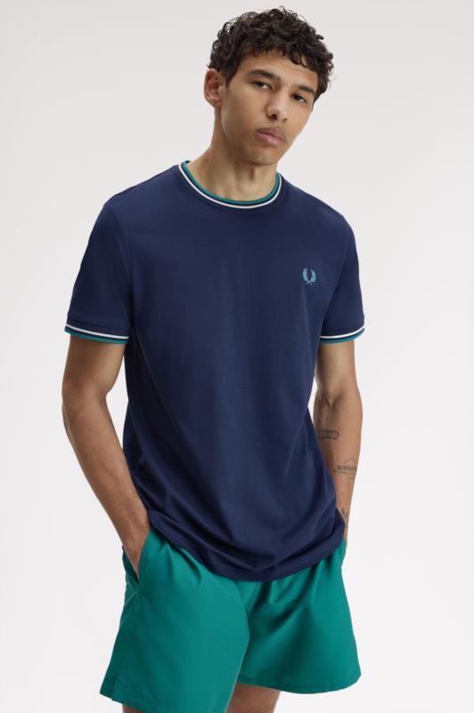 Camiseta para hombre FRED PERRY de cuello redondo AZUL TENIS