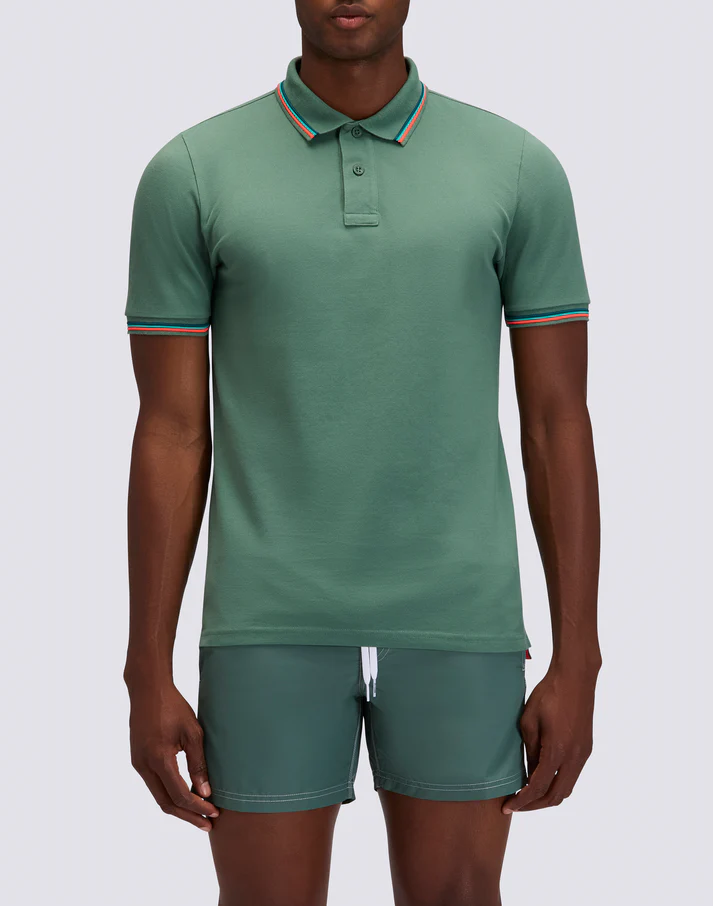 POLO BRICE DE ALGODÓN PIQUÉ CON DETALLES TRICOLOR CAMO GREEN